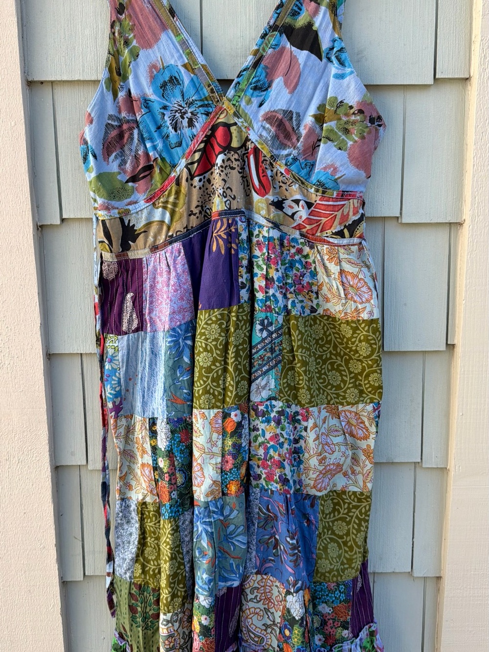Bohemian Patchwork Maxi Dress - Multicolor